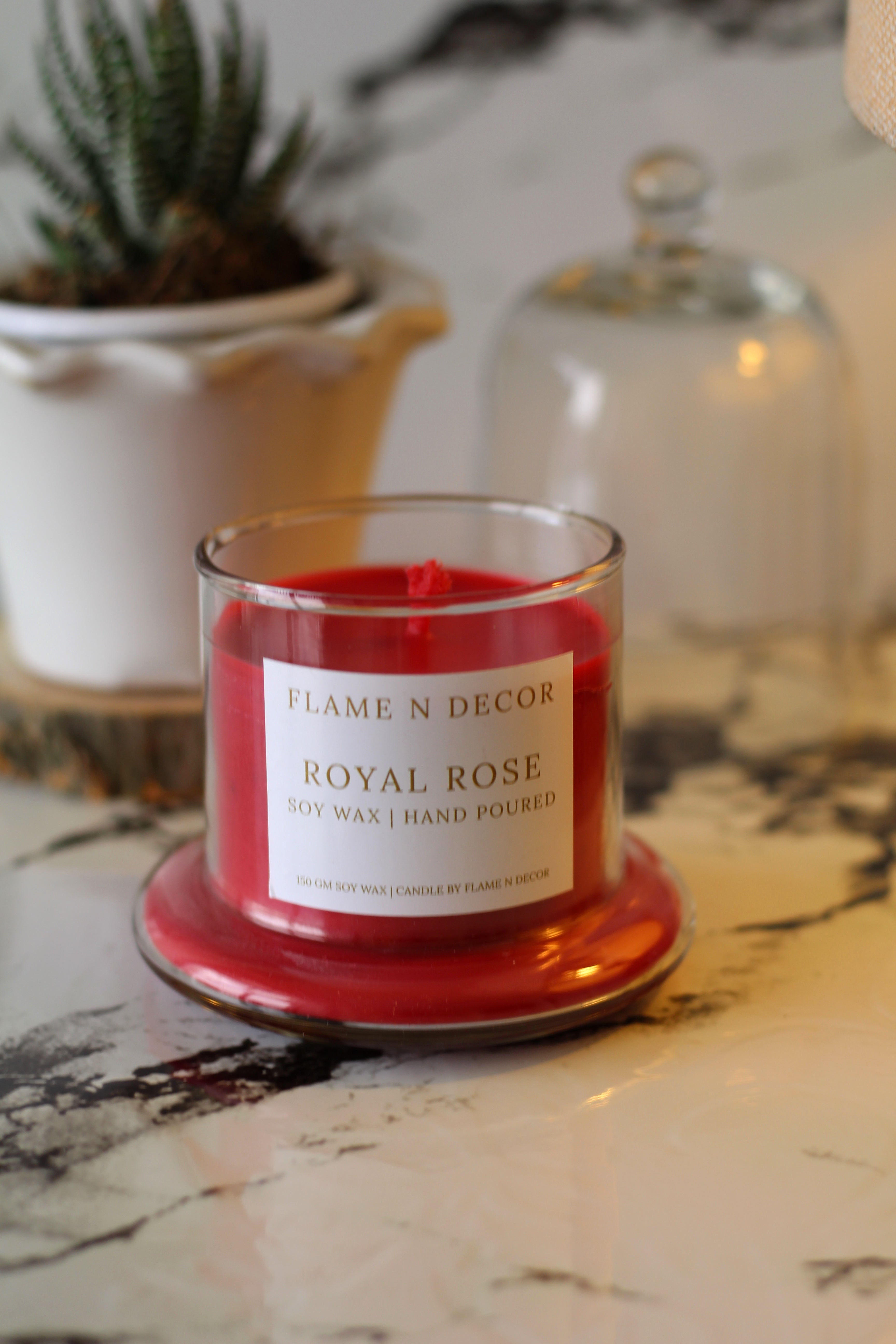 Bell Jar Candle With Glass Dome | Royal Rose Soy Candle