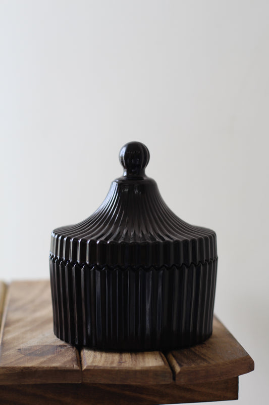 Black Vertical Texture Jar Candle | Soy Candle