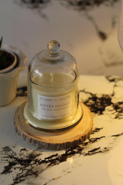 Bell Jar Candle With Glass Dome | Bitter Orange