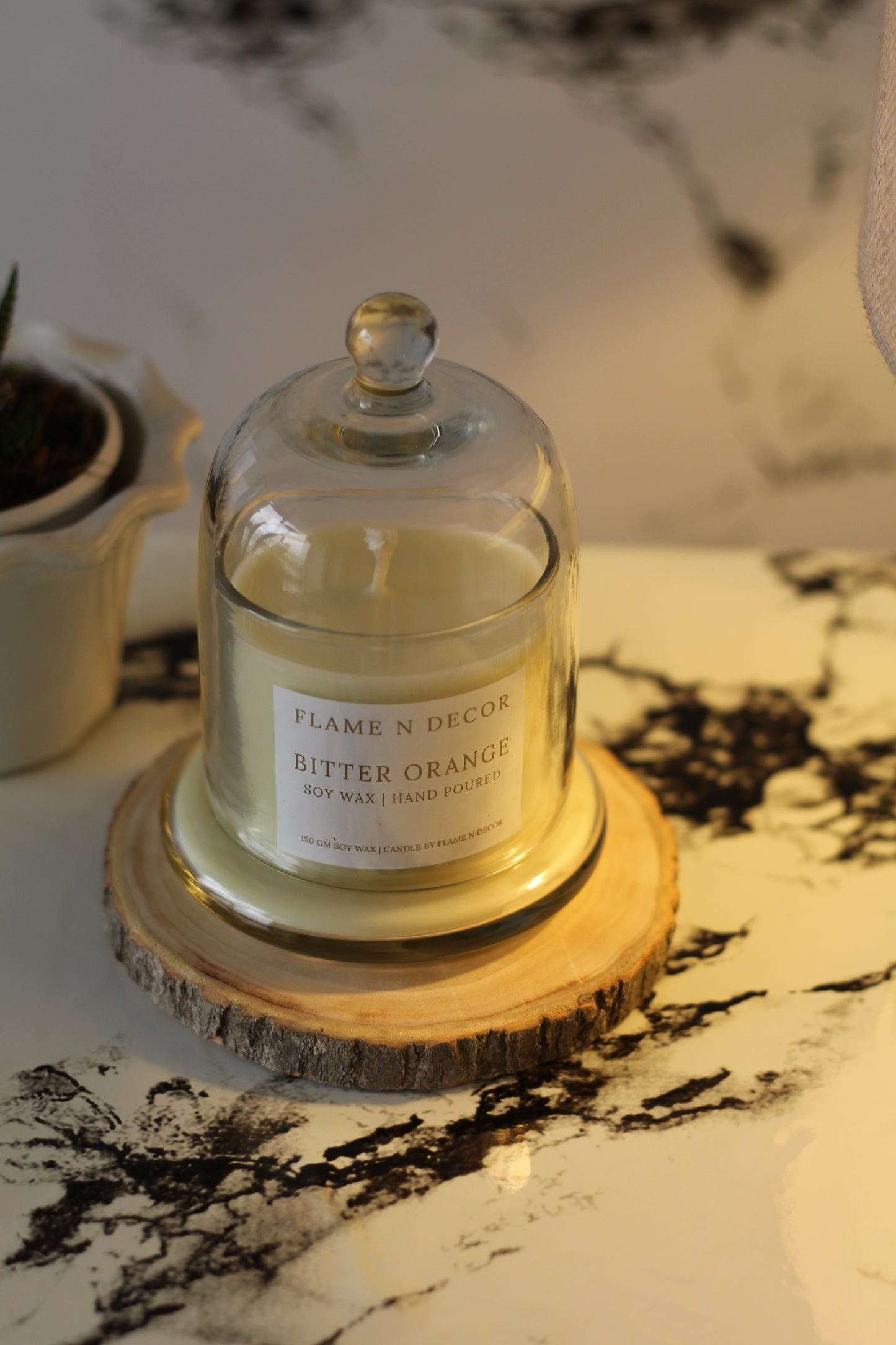 Bell Jar Candle With Glass Dome | Bitter Orange Soy Candle