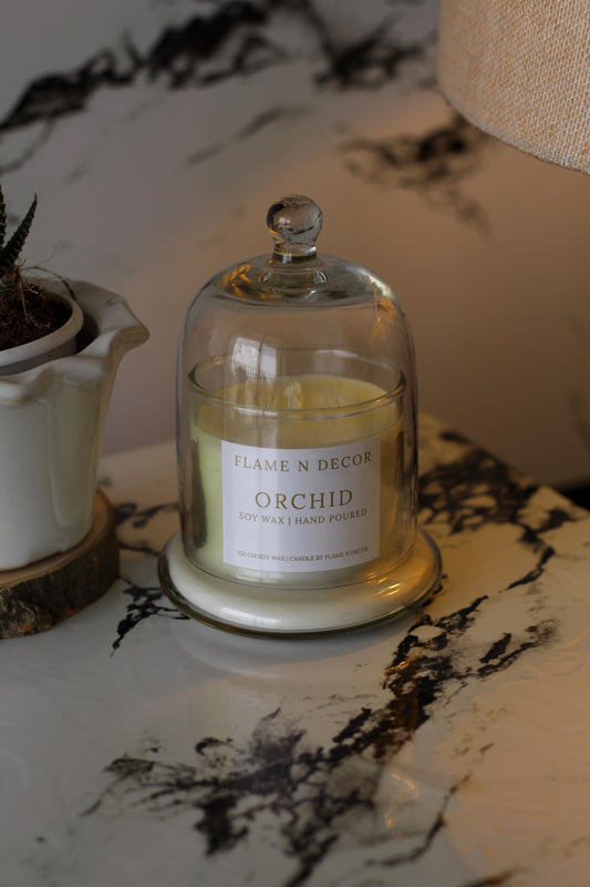 Bell Jar Candle with Glass Dome | Orchid