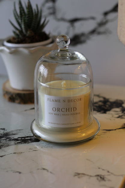 Bell Jar Candle with Glass Dome | Orchid