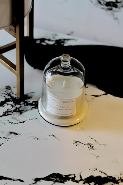 Bell Jar Candle with Glass Dome | Peach