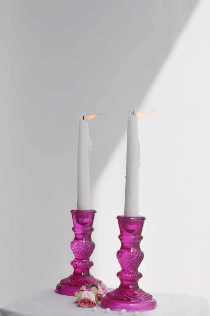 Pink Vintage Glass Candle Holder