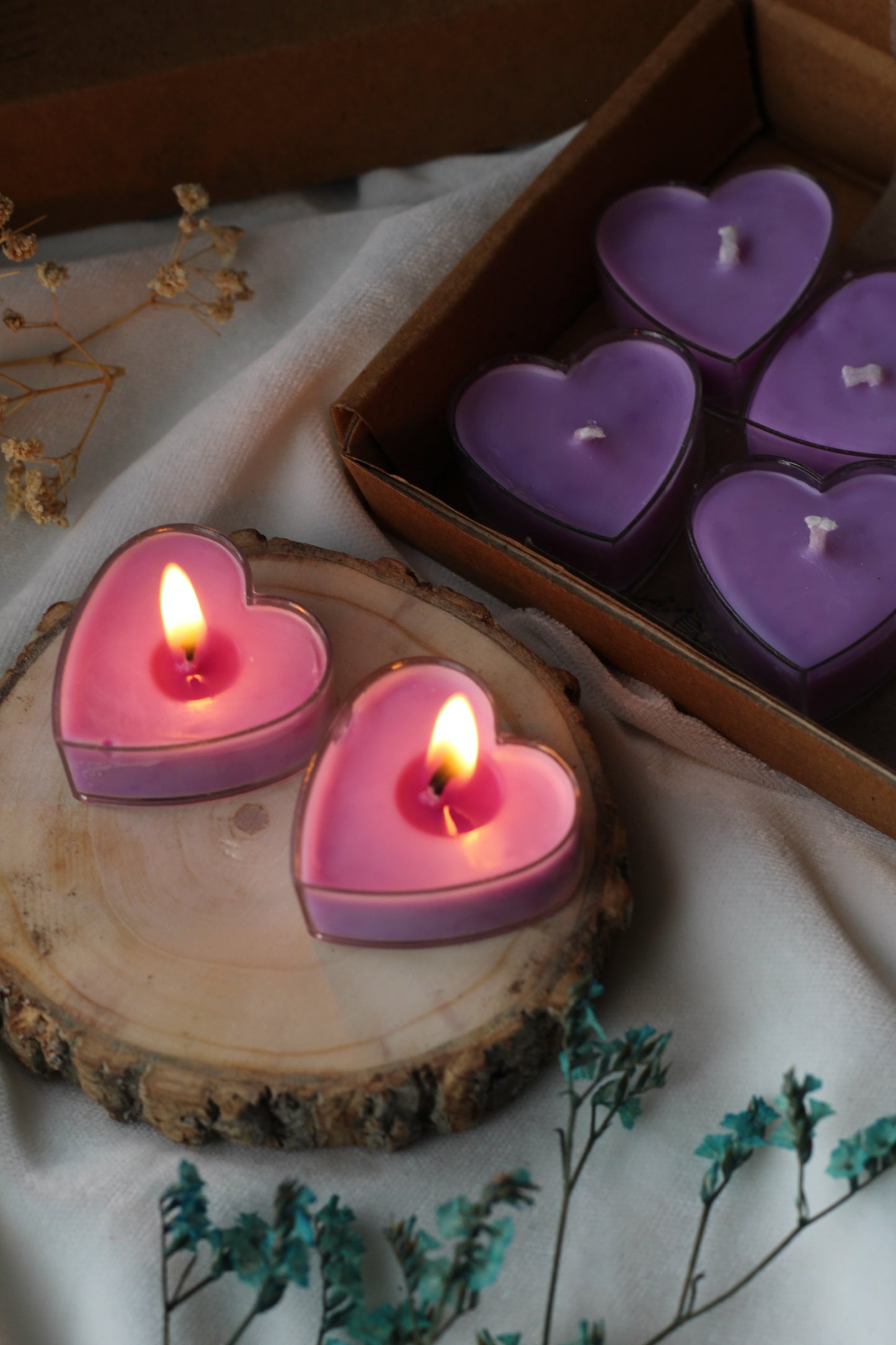 Scented Soy Tealight Heart Candles - Set of 8