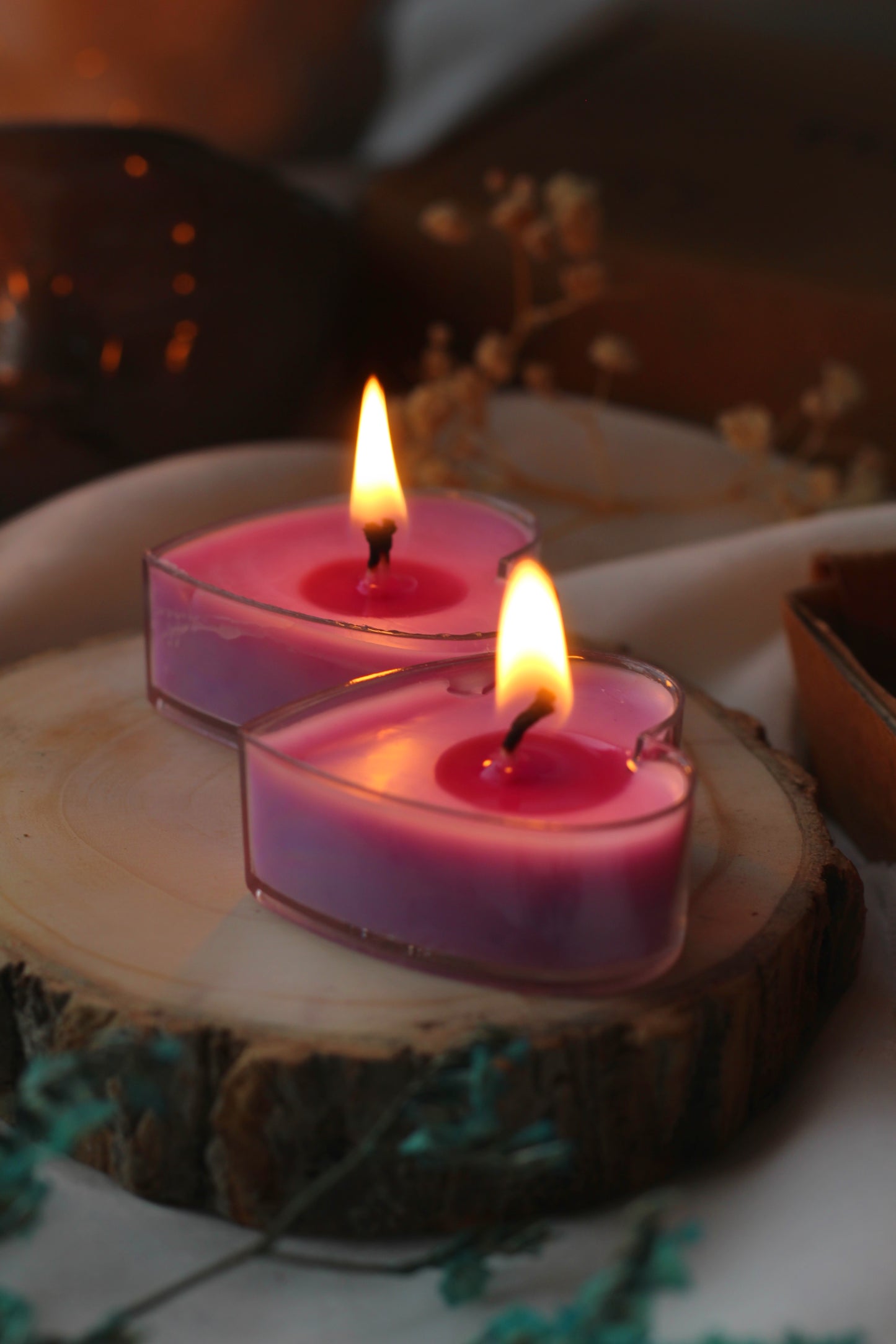 Scented Soy Tealight Heart Candles - Set of 8