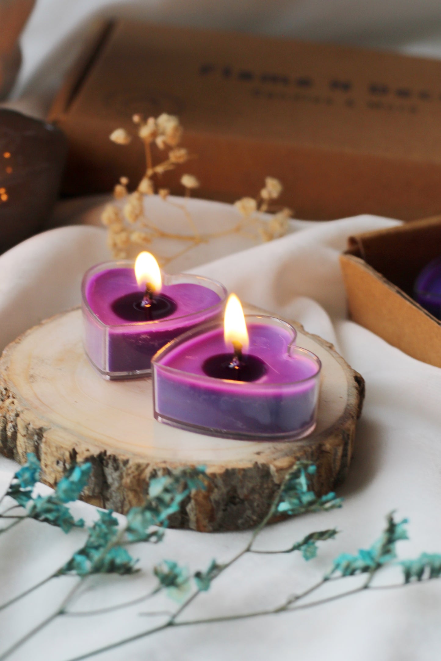 Scented Soy Tealight Heart Candles - Set of 8