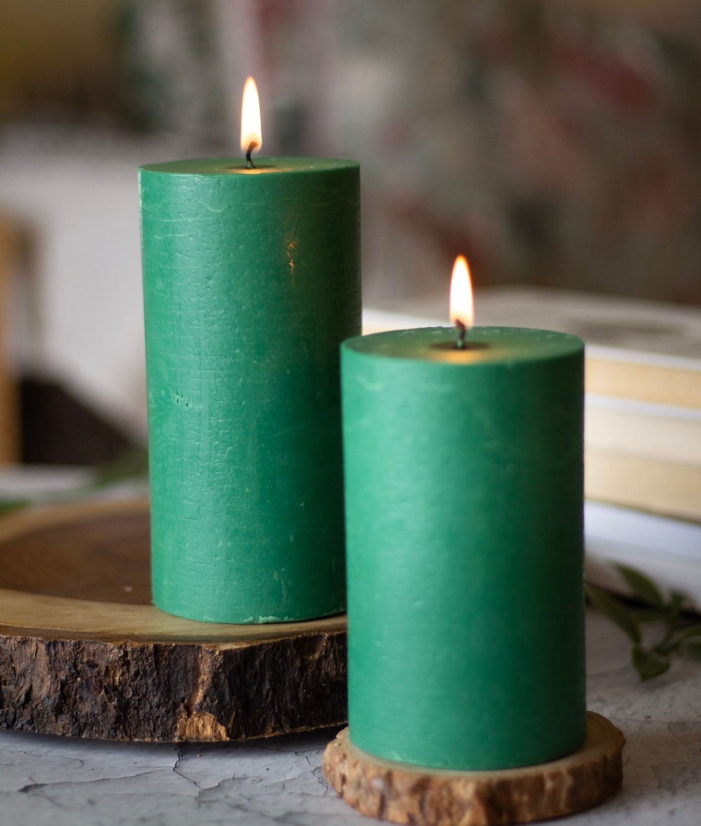 Green Pillar Unscented Soy Candle