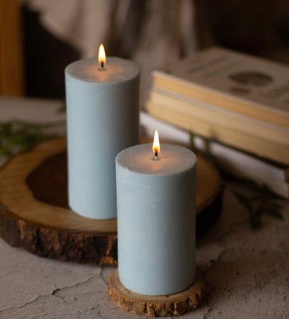 Blue Pillar Unscented Soy Candle