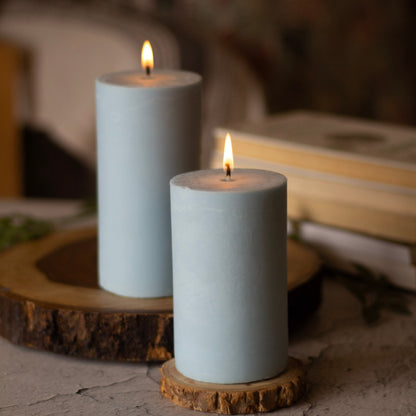 Blue Pillar Unscented Soy Candle