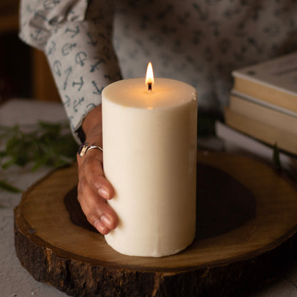 White Pillar Unscented Soy Candle