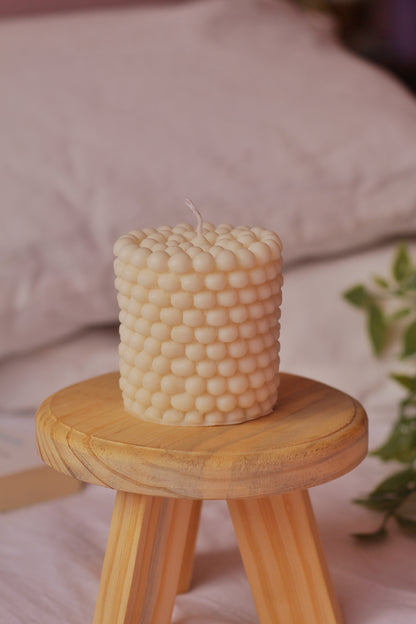 Pearl Irregular Pillar Candle - White