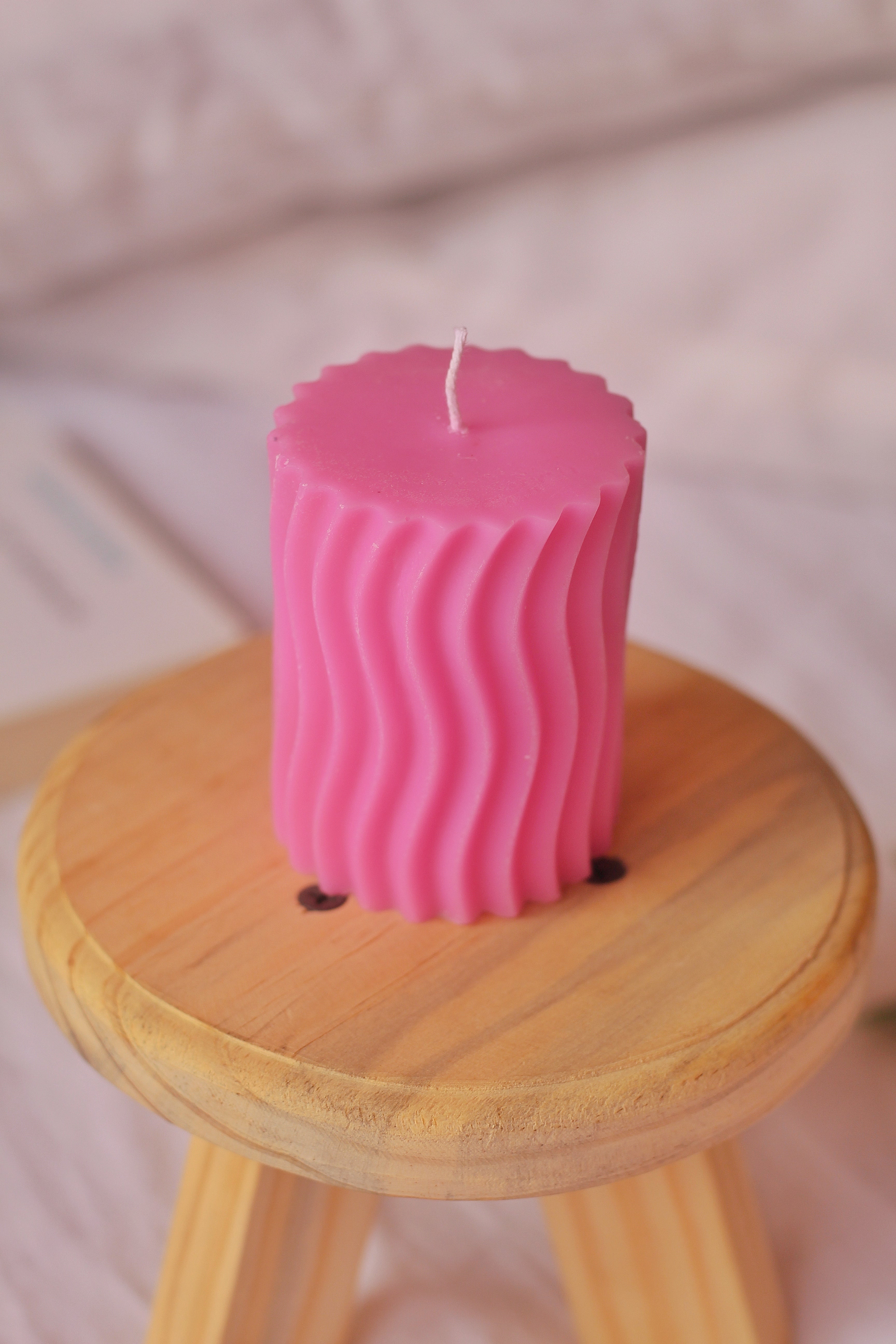 Pink Irregular Pillar Soy Candle | Pack of 3