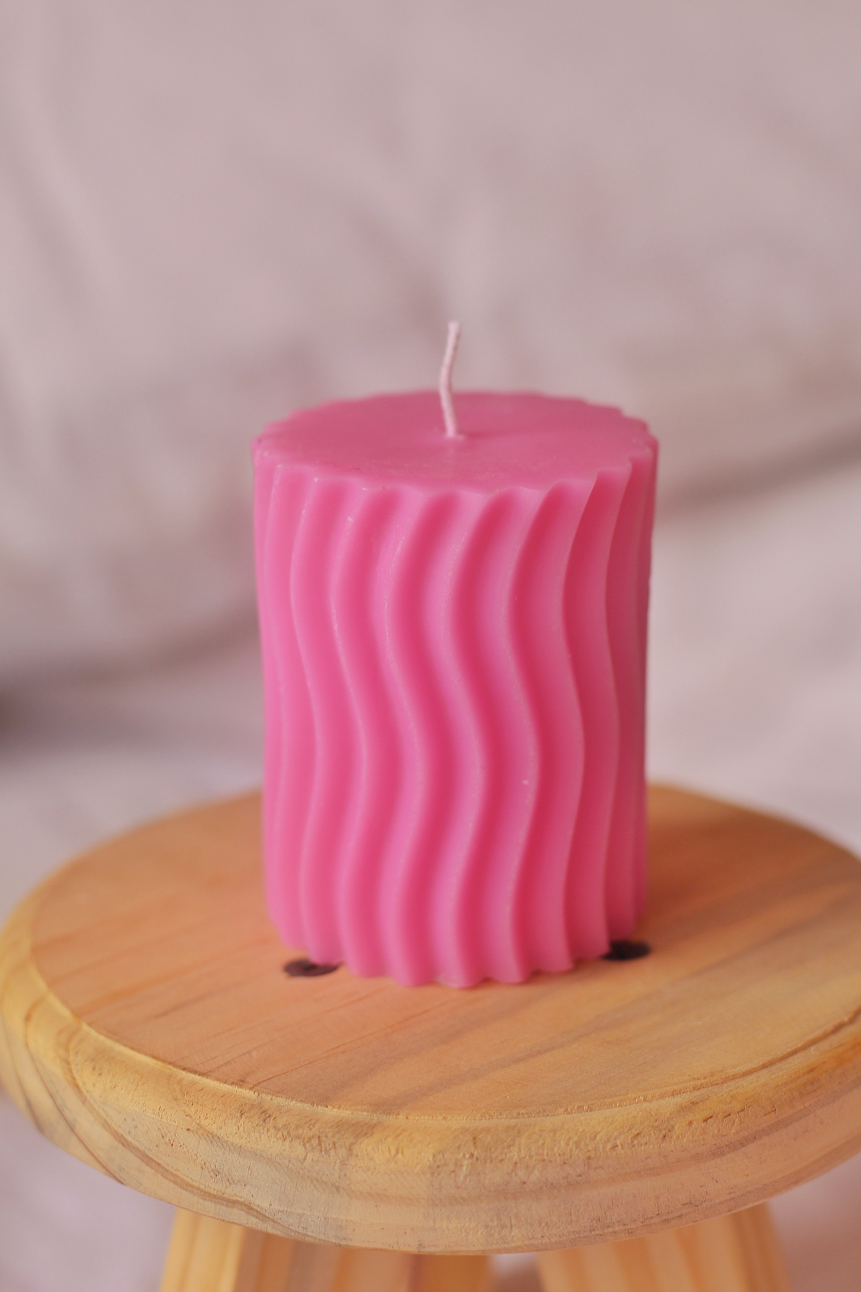 Pink Irregular Pillar Soy Candle | Pack of 3