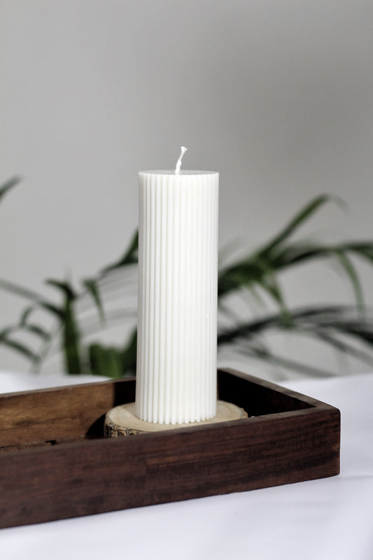 Irregular White Pillar Candle set of 2