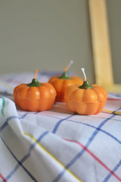 Pumpkin Shape Mini Decorative Candles | Set of 3