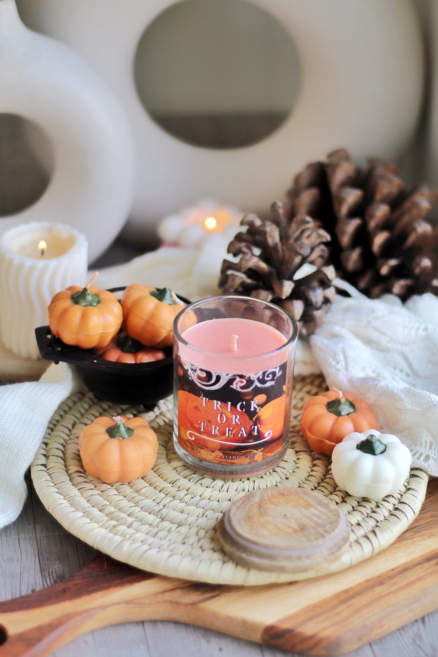 Trick or Treat Soy Wax Candle with Wooden Lid