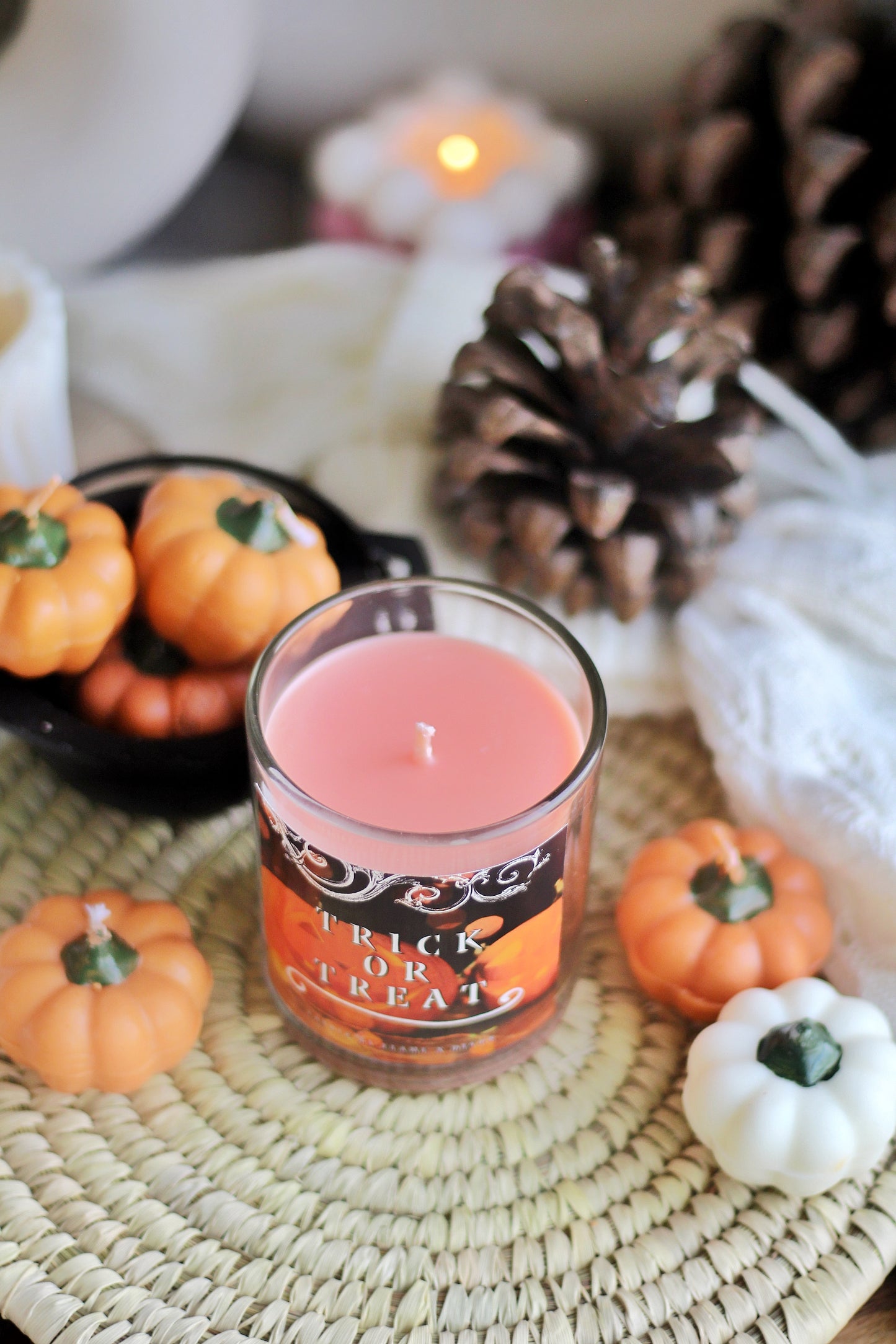 Trick or Treat Soy Wax Candle with Wooden Lid