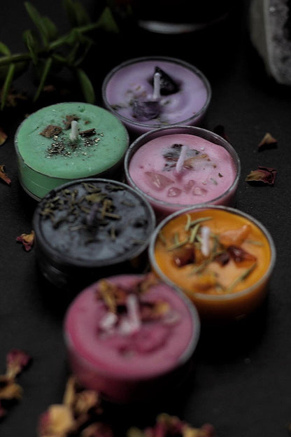 Crystal Infused Colour Scented Soy Candle - Set of 8