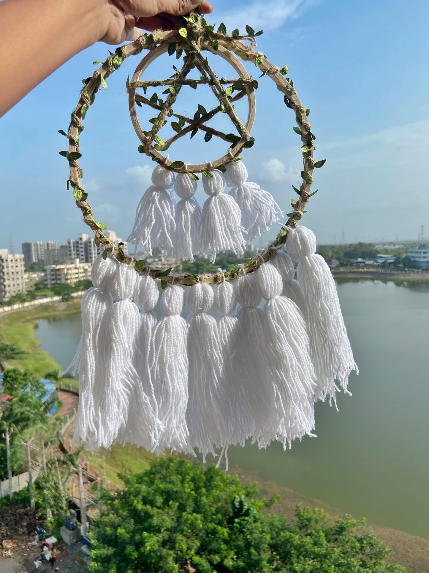 Wall hanging Dreamcatcher with Pentacle Symbol