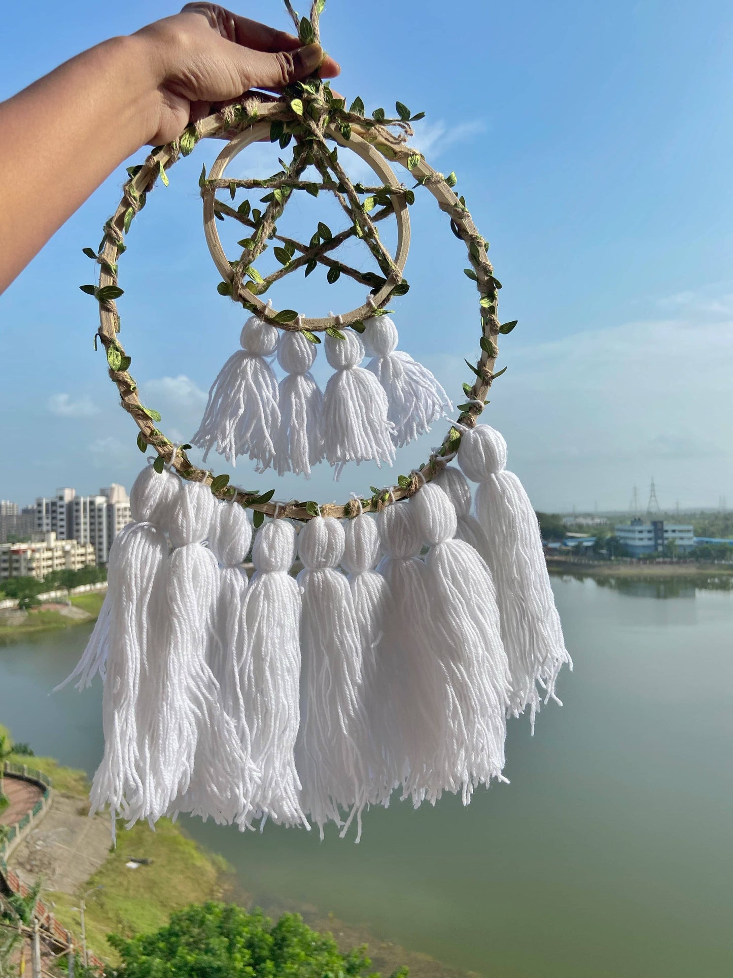 Wall hanging Dreamcatcher with Pentacle Symbol